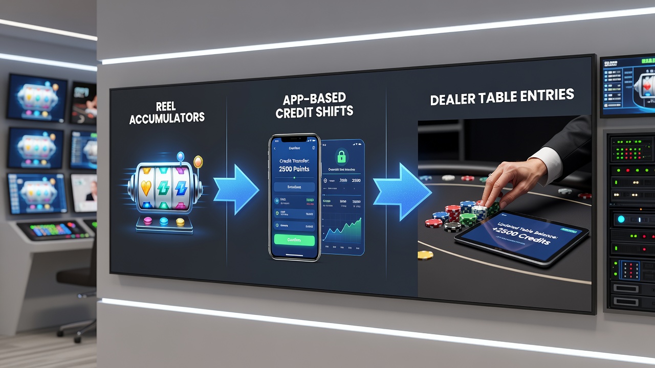 Live dealer table screen displaying incoming credit transfer from mobile accumulator balance