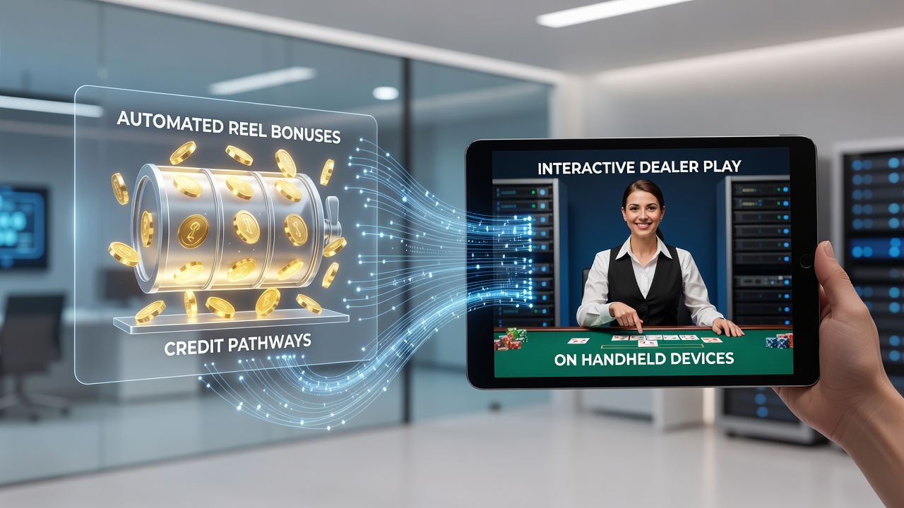 Close-up of handheld screen displaying live roulette table with integrated credit transfer notification from slot bonuses