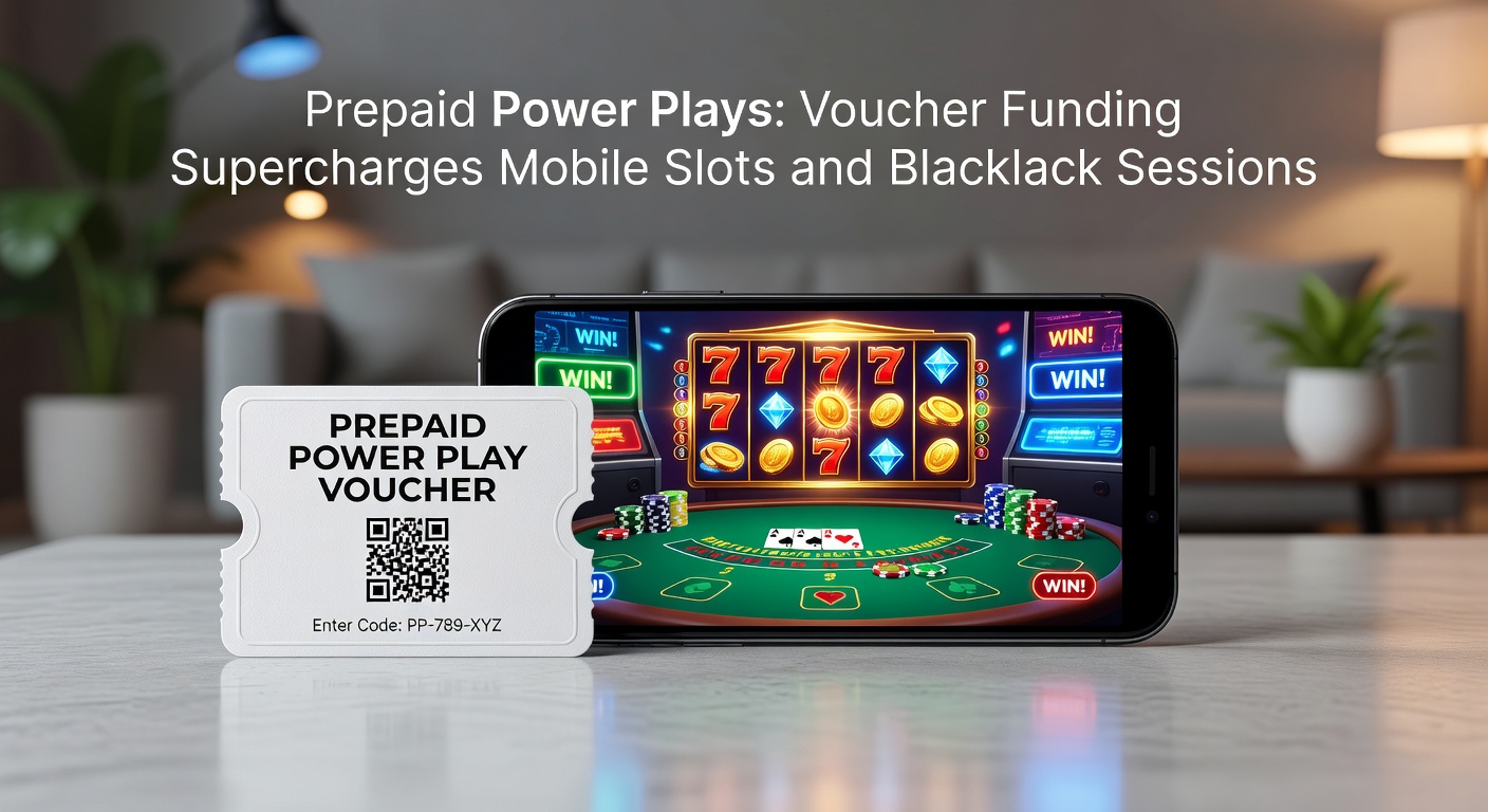Close-up of a blackjack table on a mobile device with a prepaid voucher overlay, showing a winning hand of 21 alongside deposit confirmation