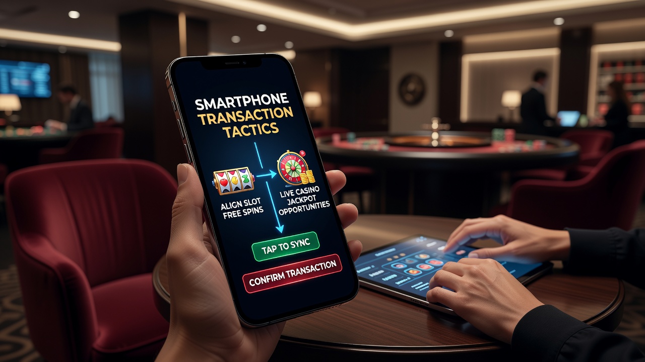 Close-up of mobile app showing transaction history linking slot free spins to a live casino jackpot win notification