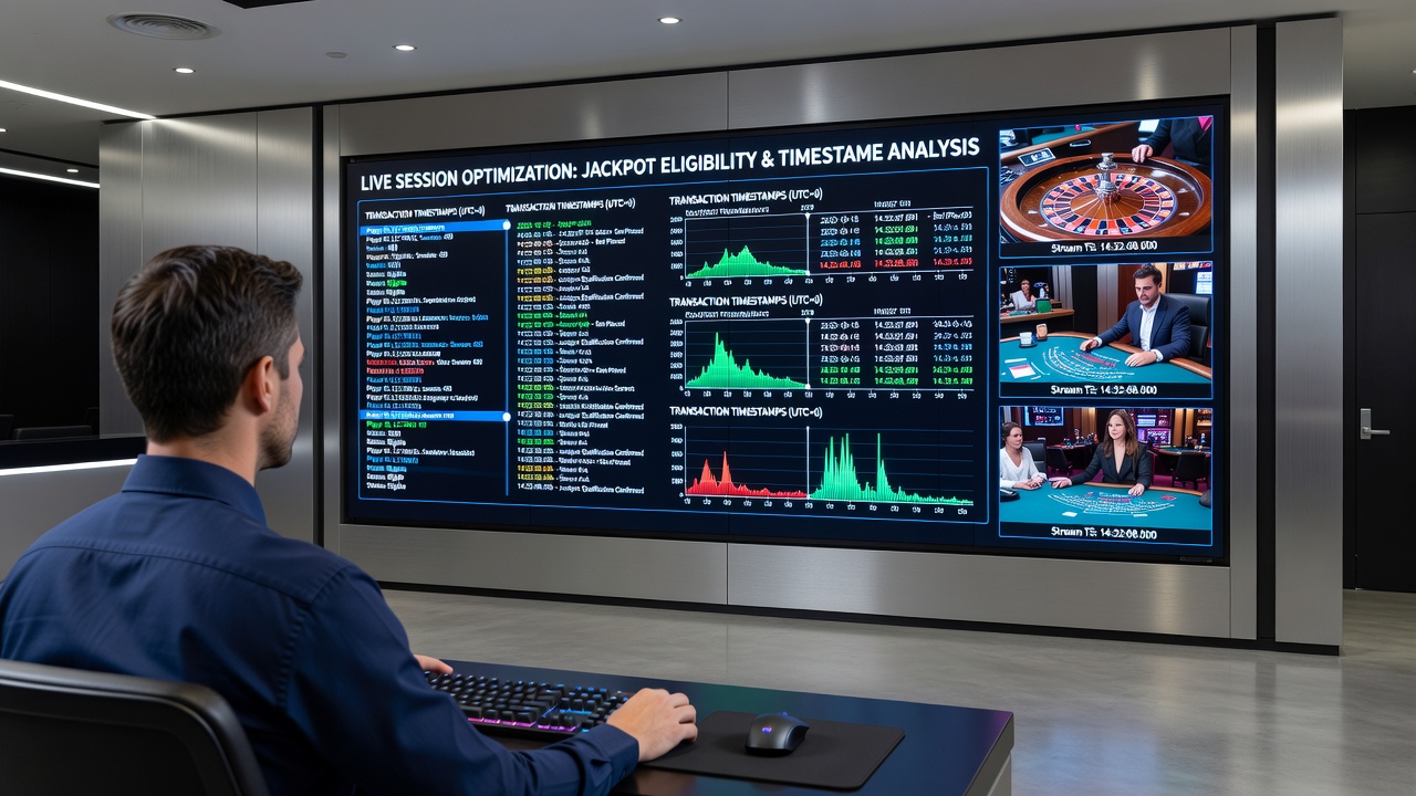 Close-up of live dealer table with overlaid transaction timestamp data and progressive jackpot meter